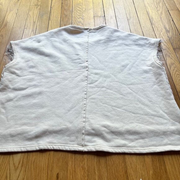 Papermoon Size S Oatmeal Fringed 100% Cotton Sleeveless Shirt - Picture 10 of 12